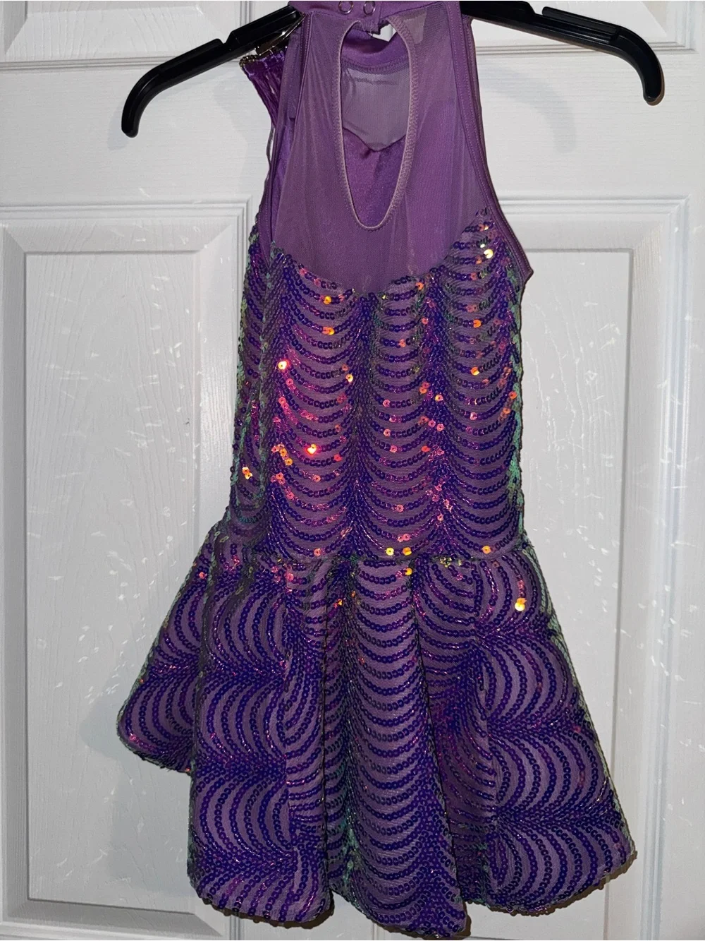 Weissman Purple Sequin Halter Dance Dress with matching hair clip size 1C